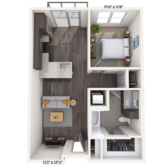 Traditional 1x1 660-715 SF 348 floor plan